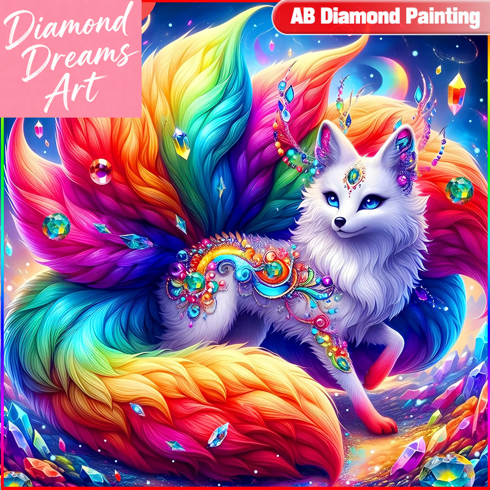 Embroidery Embellishments - Frameless, Diamond Embroidery Fox 5D DIY