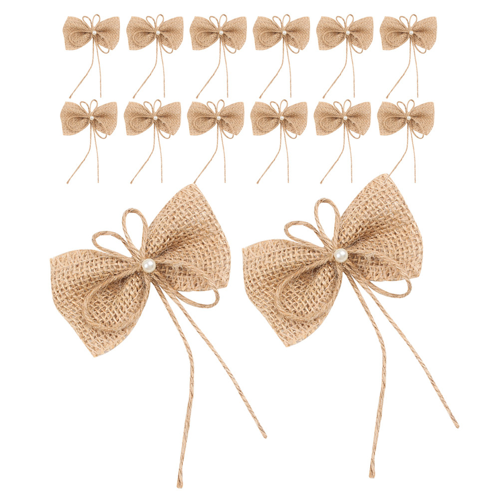 Christmas Craft Embellishment - 15Pcs Small Burlap Bows Christmas Decorations