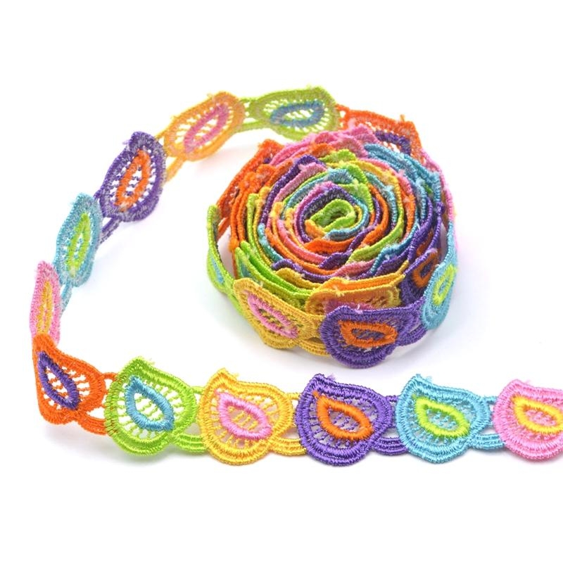 Lace Ribbon Trim - R1WE 15 Yards 2.5cm Colorful Heart