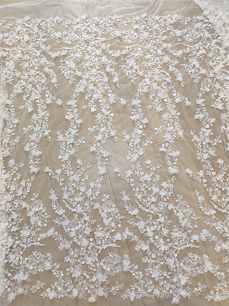 Embellish Craft - Ivory 3D Floral Hand Beaded Lace