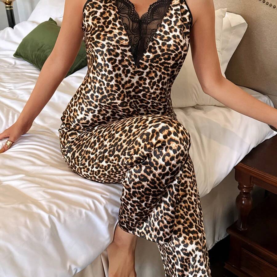 Leopard Print Lace Trim Halter - Elastic Lace Trim recensione e prezzo