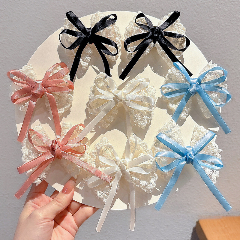 2Pcs Elegant Lace Bow Hairpins - Lace Ribbon Trim recensione e prezzo