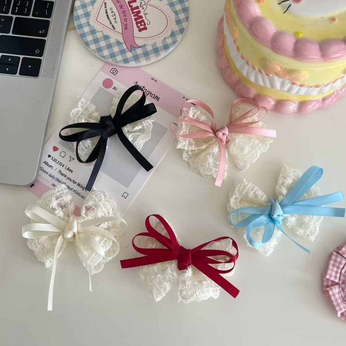 2Pcs Elegant Lace Bow Hairpins - Lace Ribbon Trim recensione e prezzo