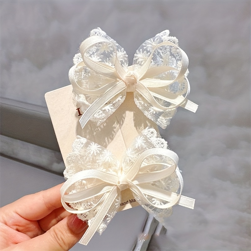 2Pcs Elegant Lace Bow Hairpins - Lace Ribbon Trim recensione e prezzo