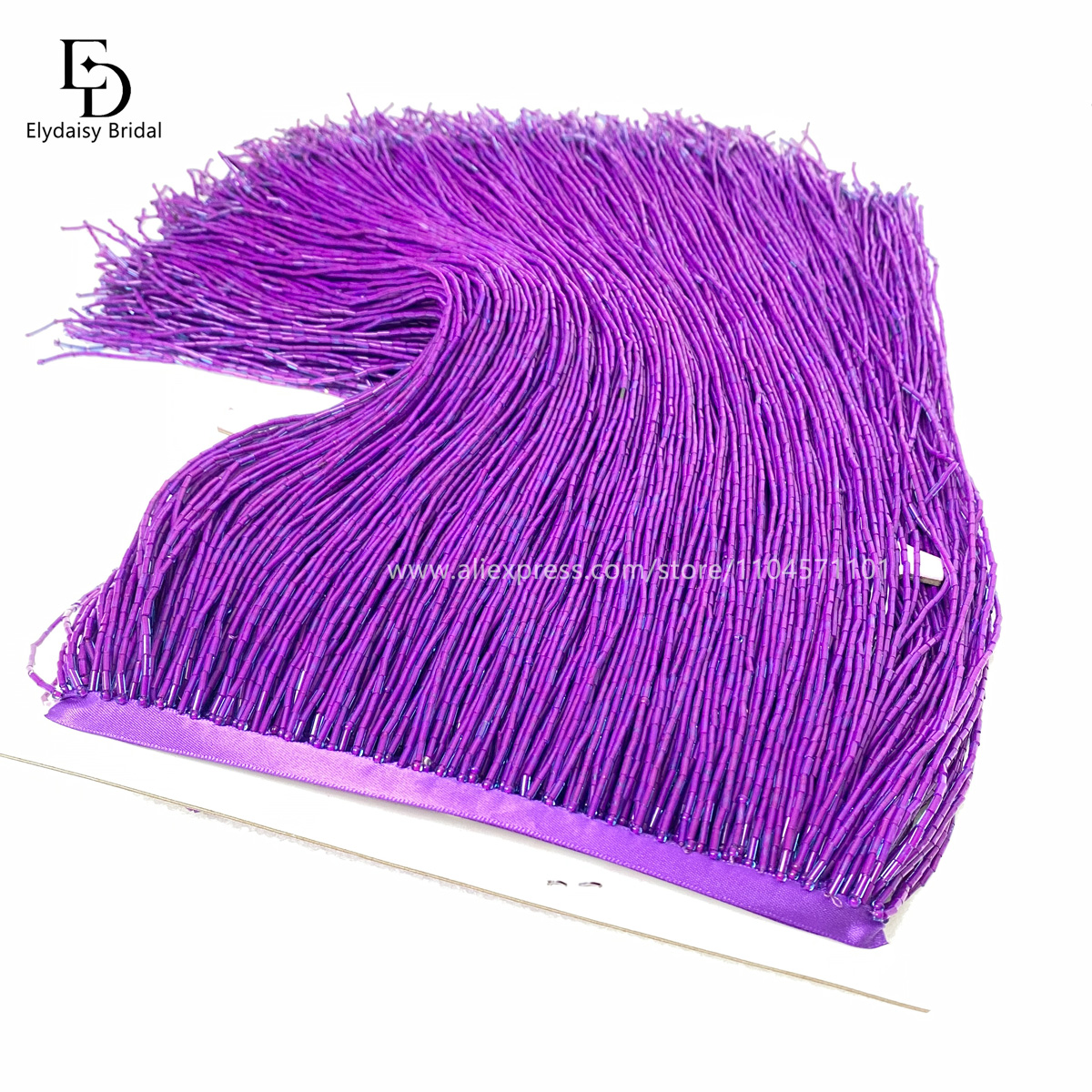 30CM Long Purple Green Black B - Beaded Trim Fringe recensione e prezzo