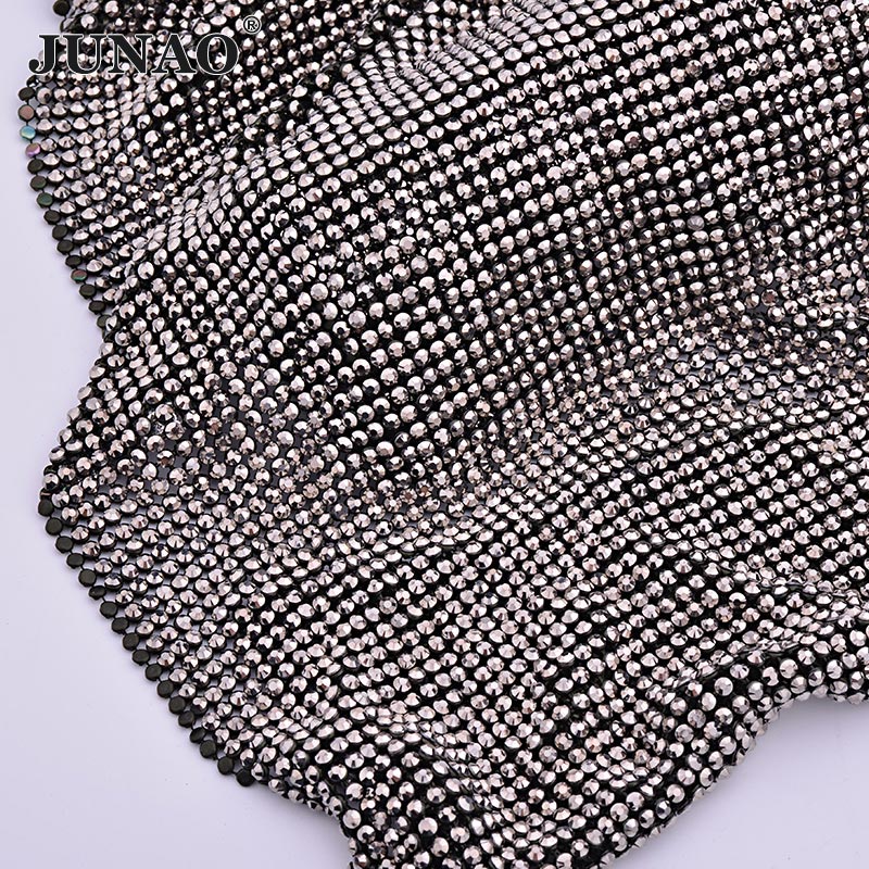JUNAO 45*120cm Black Gold Crys - Crystal Mesh Fabric recensione e prezzo