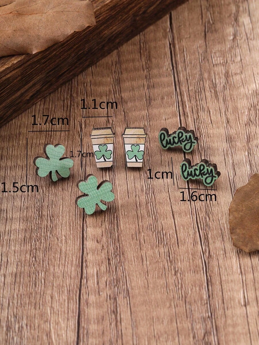 3 Pairs/Set Fashionable Wooden - Iron On Stud Set recensione e prezzo