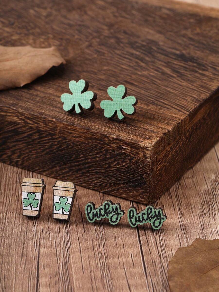 3 Pairs/Set Fashionable Wooden - Iron On Stud Set recensione e prezzo