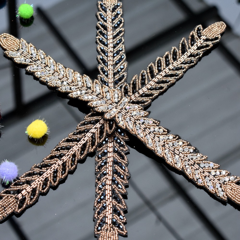 Long leaves leaf handmade appl - Beaded Trim Fringe recensione e prezzo