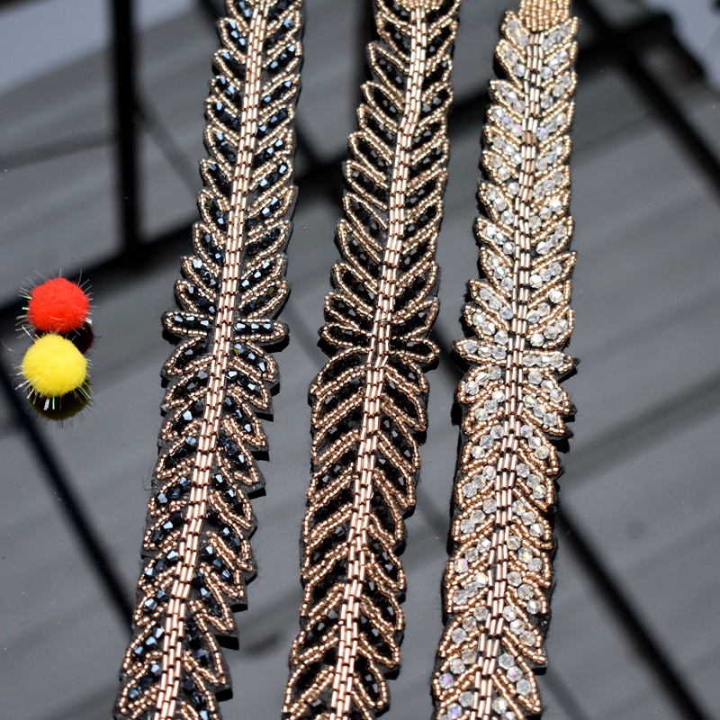 Long leaves leaf handmade appl - Beaded Trim Fringe recensione e prezzo