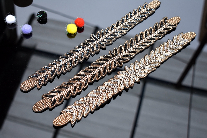 Long leaves leaf handmade appl - Beaded Trim Fringe recensione e prezzo