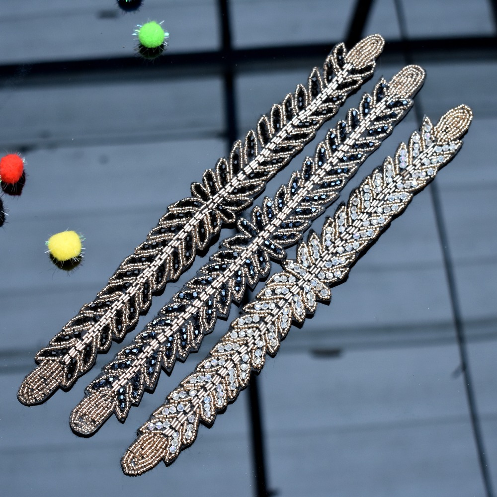 Long leaves leaf handmade appl - Beaded Trim Fringe recensione e prezzo