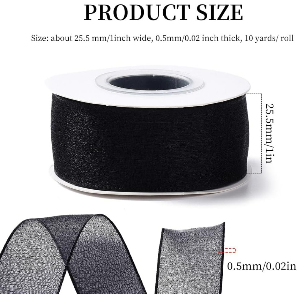 1Inch Black Organza Ribbon Wir - Organza Ribbon Spool recensione e prezzo