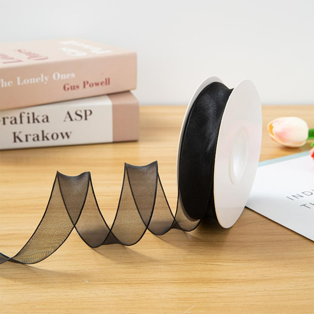 1Inch Black Organza Ribbon Wir - Organza Ribbon Spool recensione e prezzo