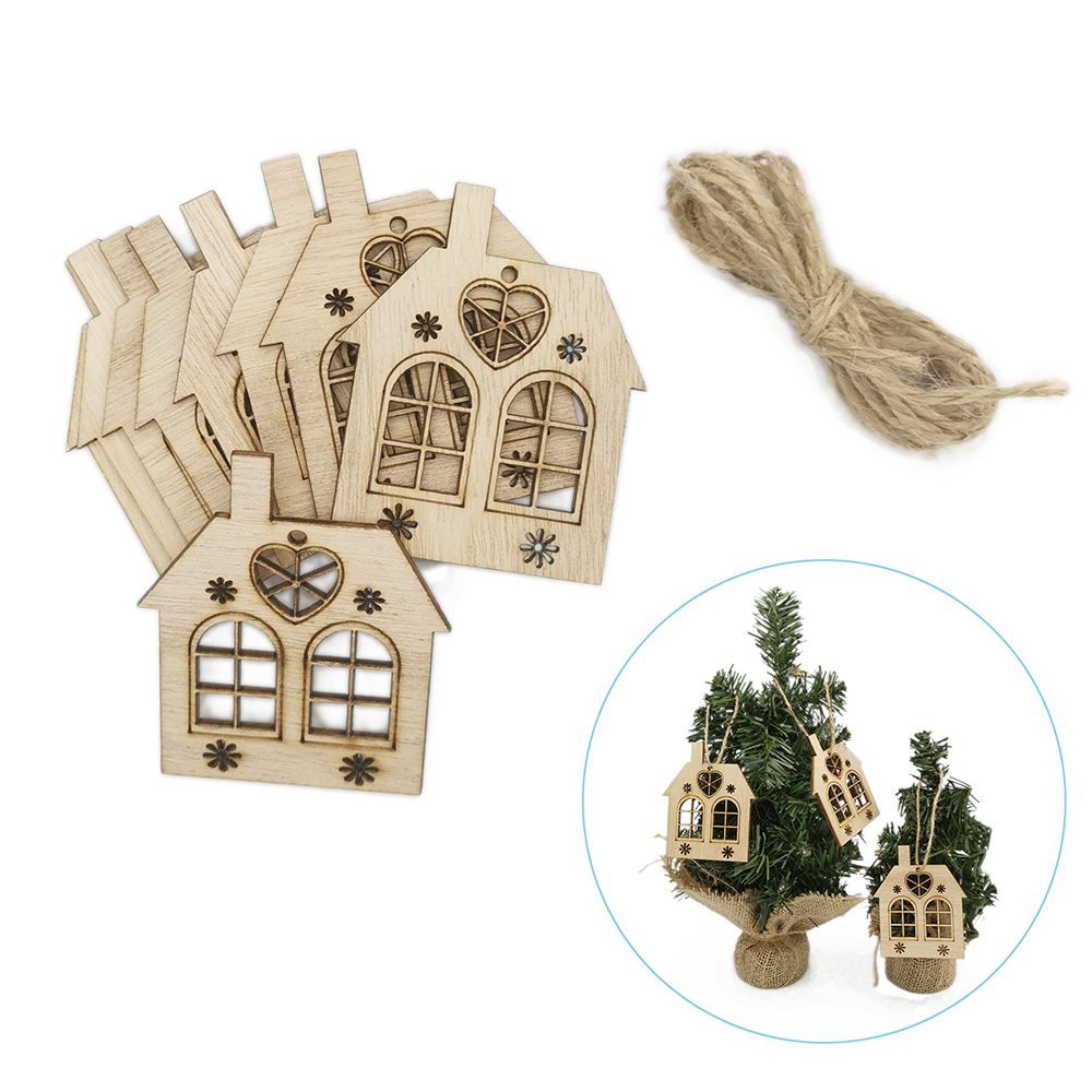 10pcs Wooden Hollow House Cuto - Christmas Craft Embellishment recensione e prezzo