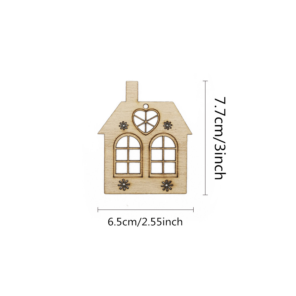 10pcs Wooden Hollow House Cuto - Christmas Craft Embellishment recensione e prezzo