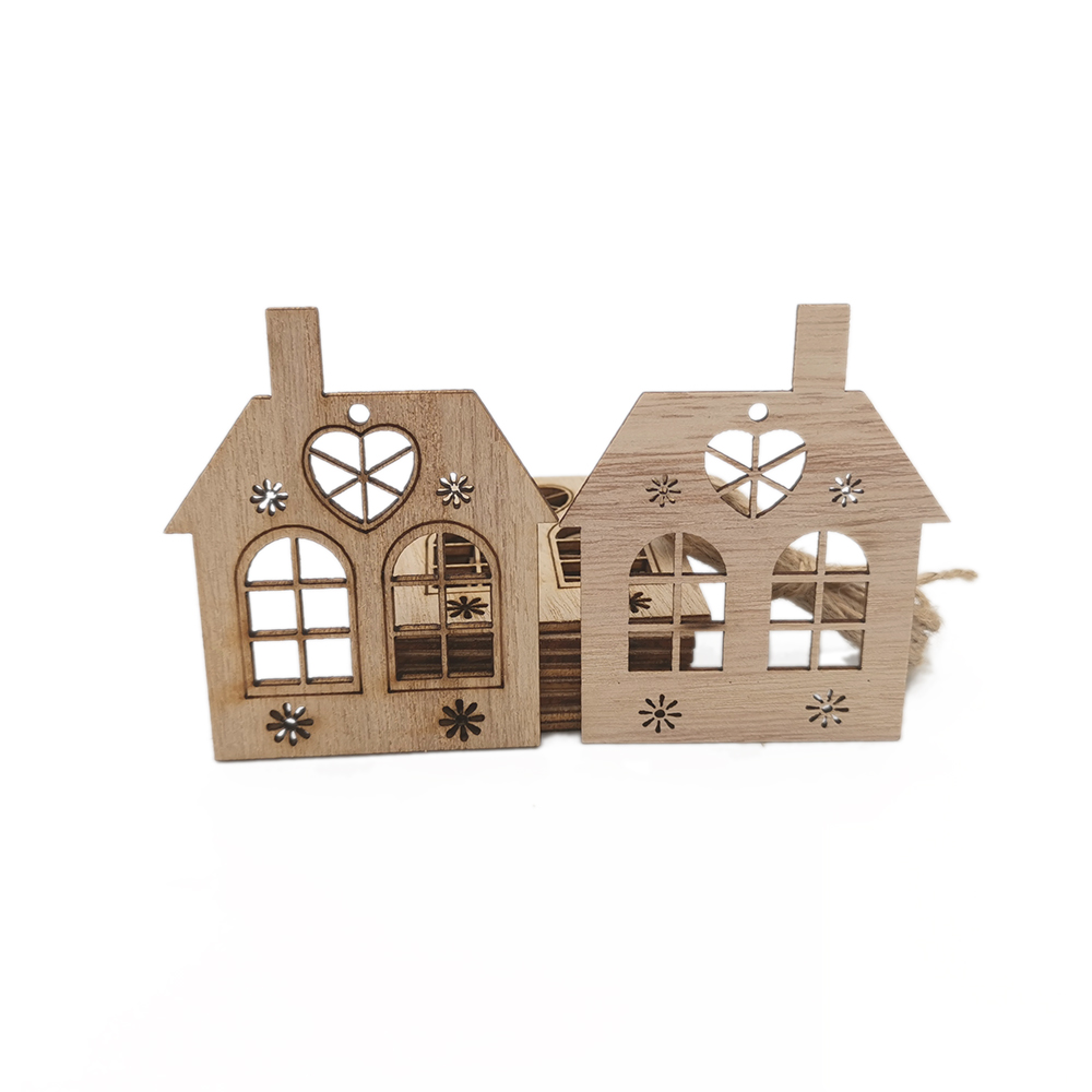 10pcs Wooden Hollow House Cuto - Christmas Craft Embellishment recensione e prezzo