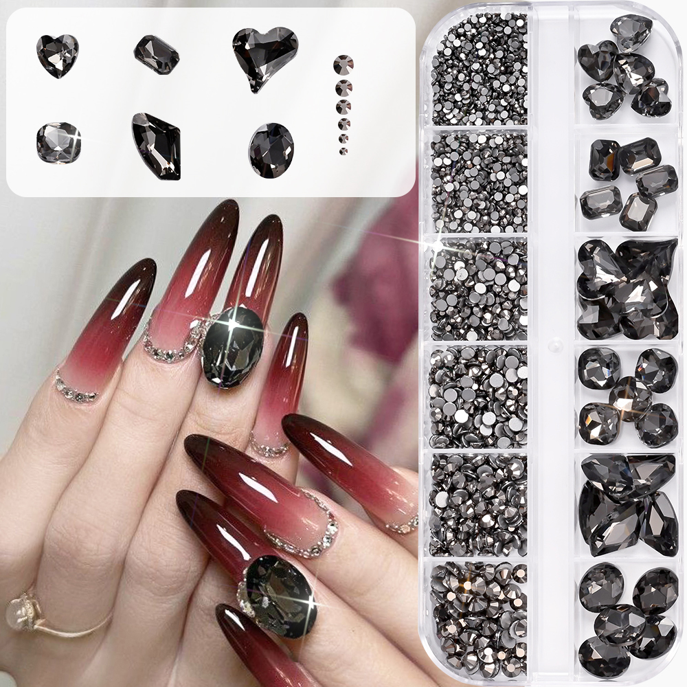 12Grids 3D Black Heart/Square/ - Hotfix Rhinestone Sheet recensione e prezzo