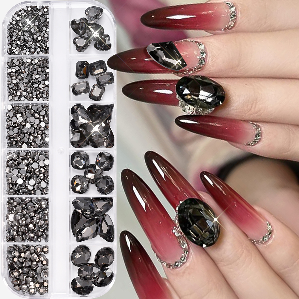 12Grids 3D Black Heart/Square/ - Hotfix Rhinestone Sheet recensione e prezzo