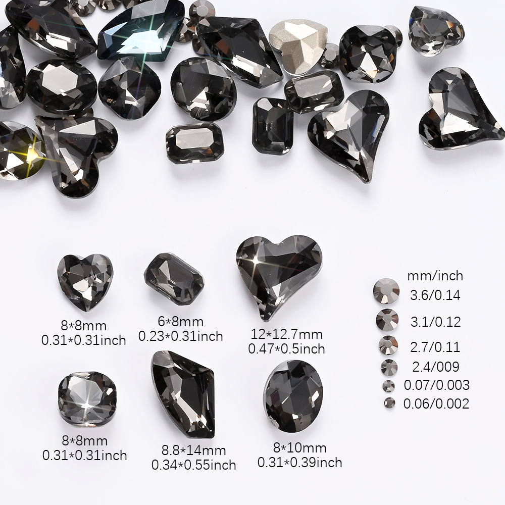 12Grids 3D Black Heart/Square/ - Hotfix Rhinestone Sheet recensione e prezzo