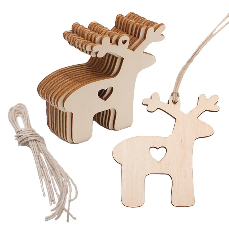 10PCS Wooden Tree Bell Deer Un - Christmas Craft Embellishment recensione e prezzo