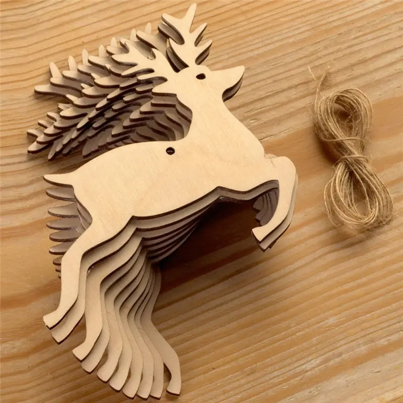10PCS Wooden Tree Bell Deer Un - Christmas Craft Embellishment recensione e prezzo
