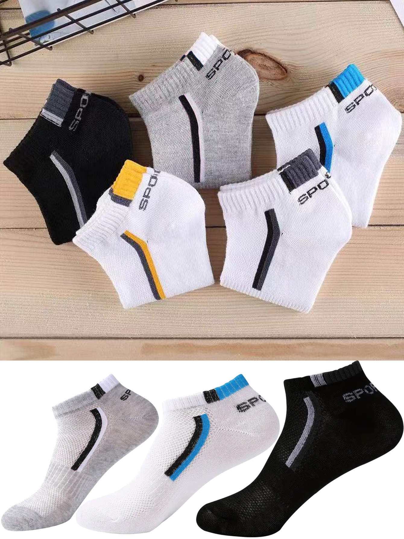 5/40 Pairs Mens Ankle Boat Soc - Embellish Knit recensione e prezzo