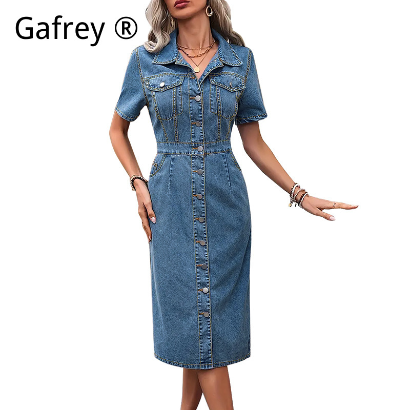 Plus Size Women Lapel Denim Dr - Embellish Knit recensione e prezzo