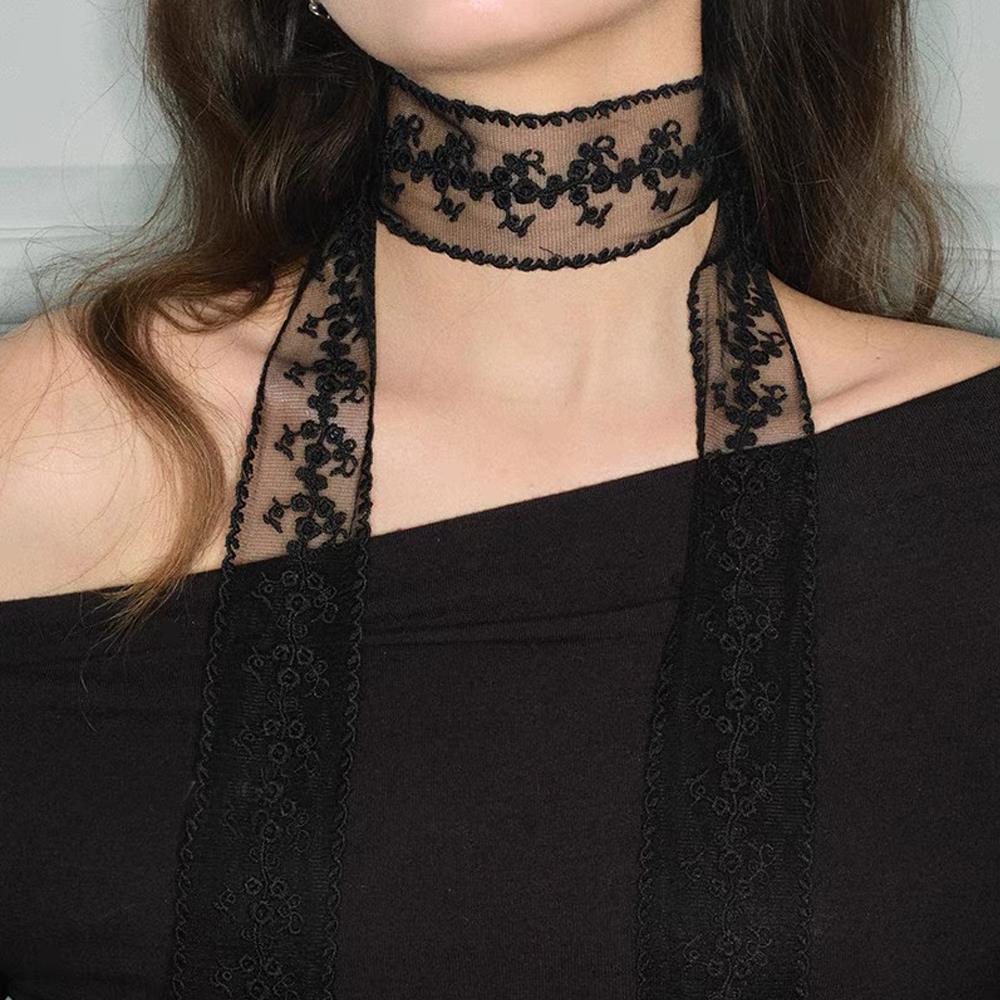 Elegant Lace Scarf Bow Necklac - Lace Ribbon Trim recensione e prezzo