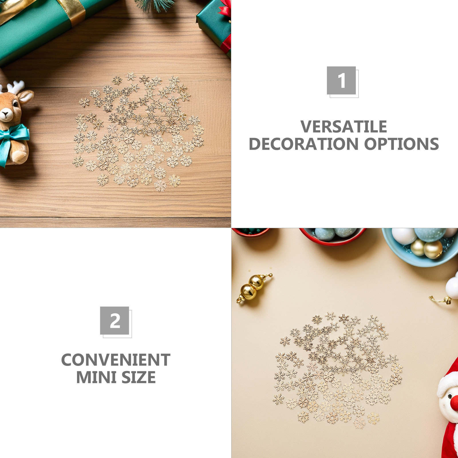 100Pcs Mini Wood Snowflake Cut - Christmas Craft Embellishment recensione e prezzo