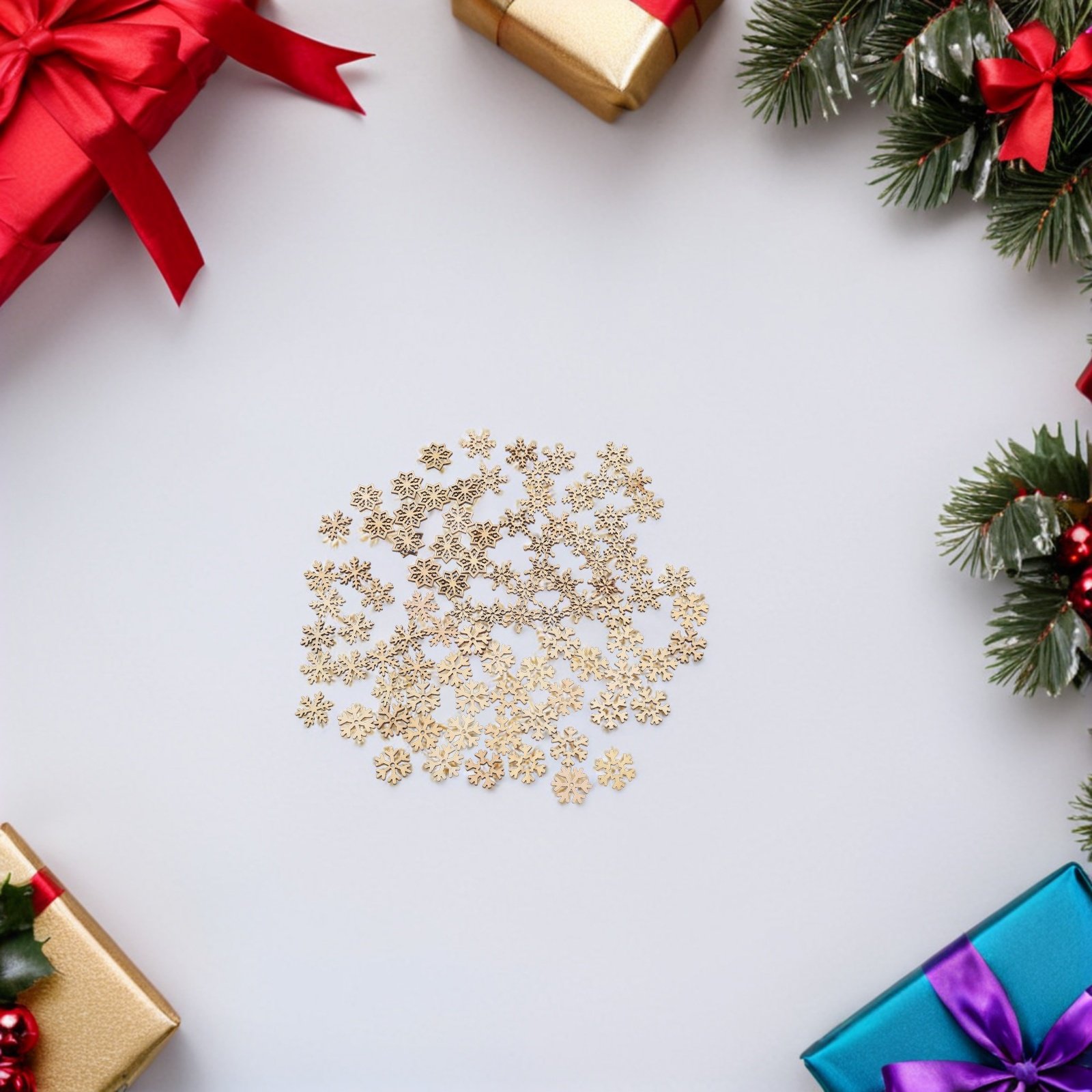 100Pcs Mini Wood Snowflake Cut - Christmas Craft Embellishment recensione e prezzo