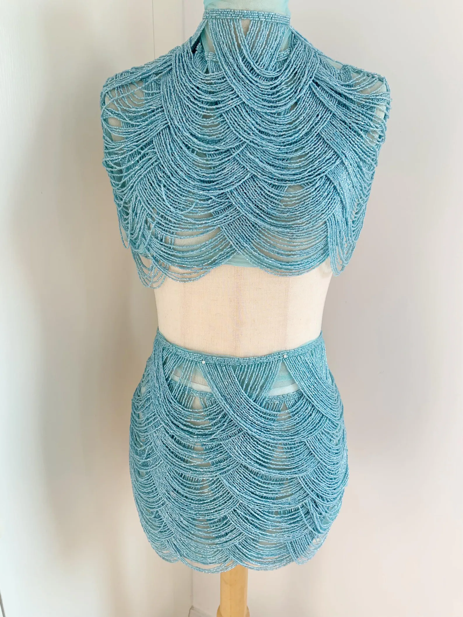 Light Blue Chains Cape Fabric, - Beaded Trim Fringe recensione e prezzo