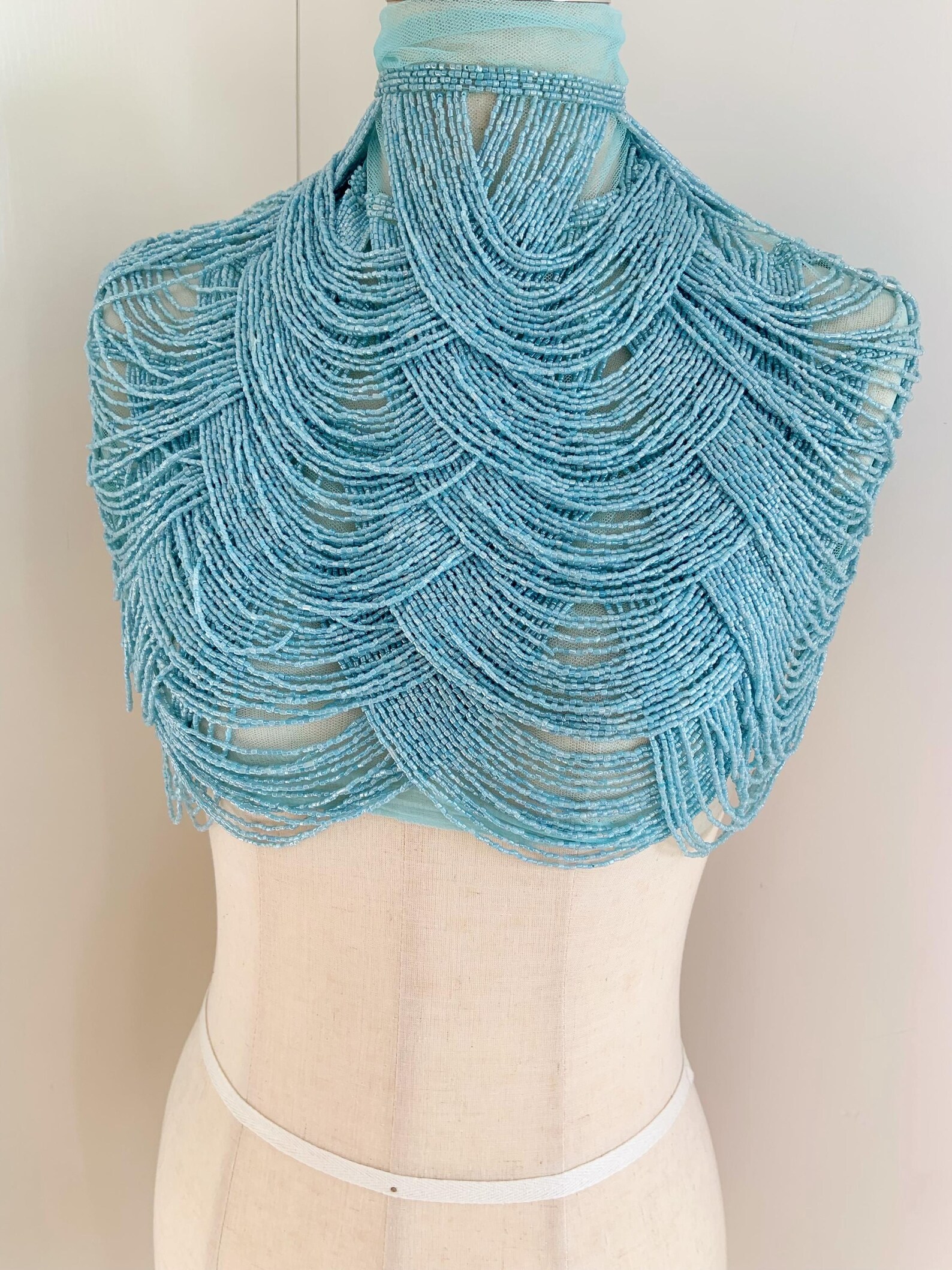 Light Blue Chains Cape Fabric, - Beaded Trim Fringe recensione e prezzo