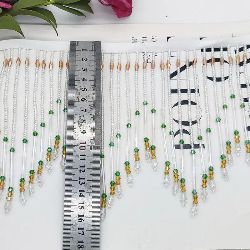 Glass Tube Fringe Tassel 16cm  - Beaded Trim Fringe recensione e prezzo