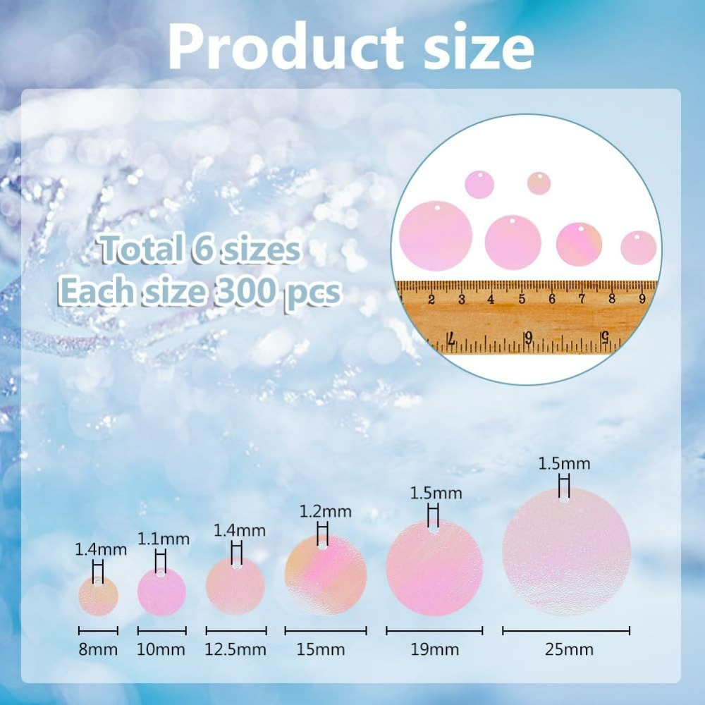 1800Pcs 6 Sizes Loose Sequin F - Embroidery Craft recensione e prezzo