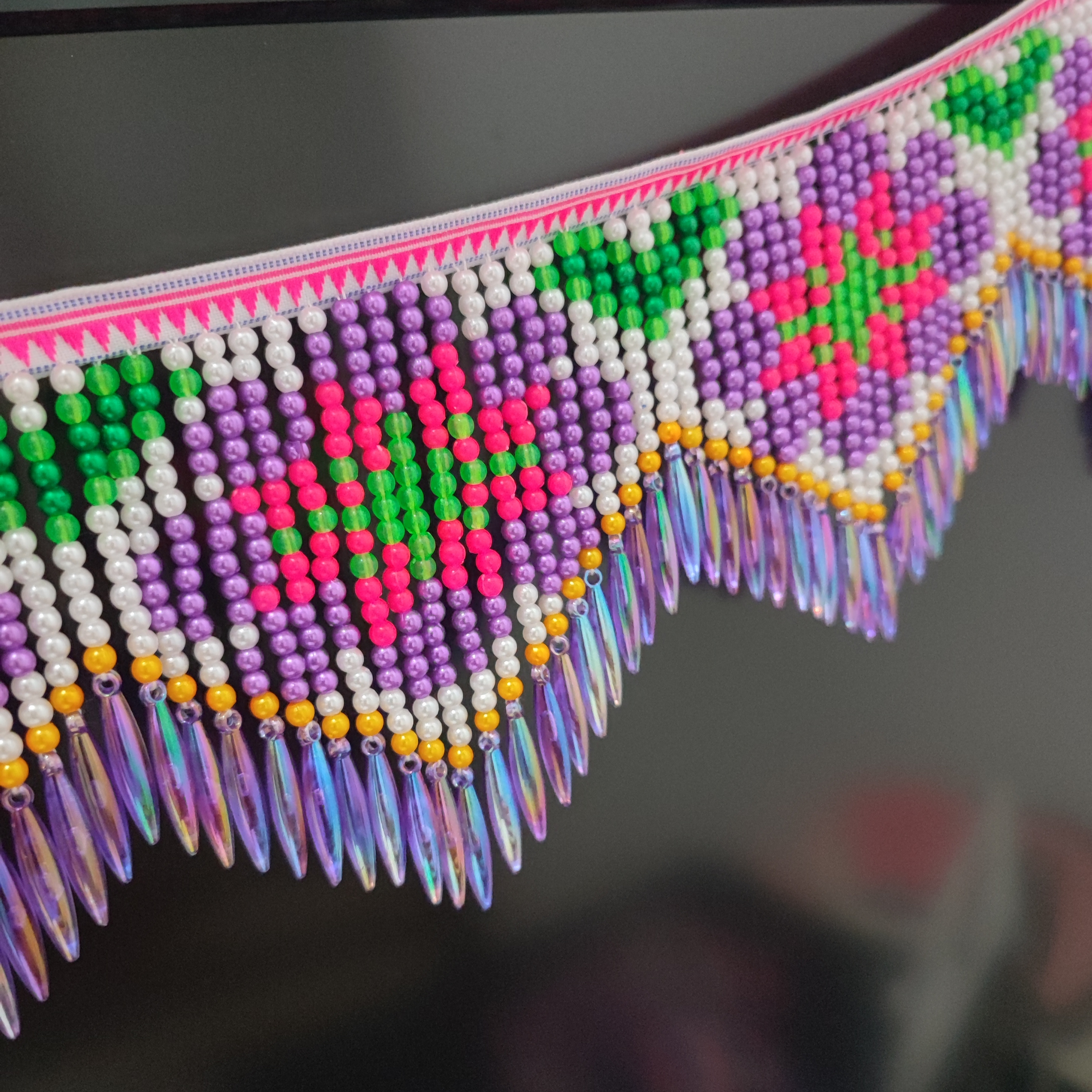 10cm Wide Purple Daisy Pattern - Beaded Trim Fringe recensione e prezzo