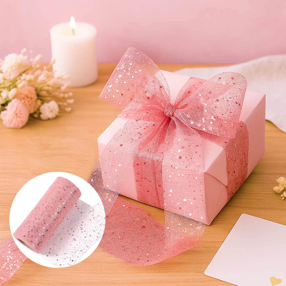 Glitter Tulle Rolls Birthday P - Organza Ribbon Spool recensione e prezzo