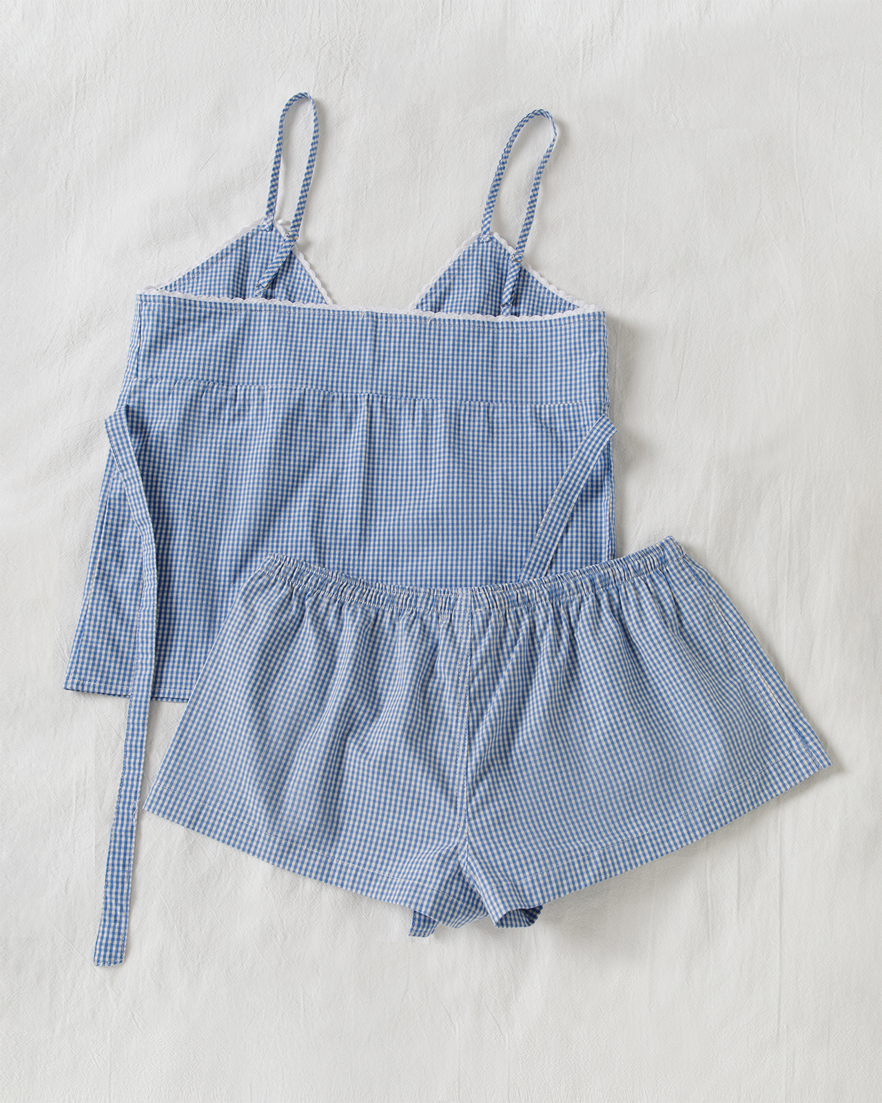 Blue Plaid Shorts 2 Piece Set  - Elastic Lace Trim recensione e prezzo