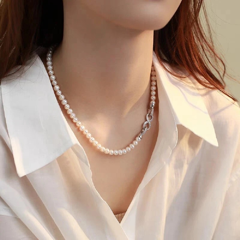 Natural Pearl Necklace Akoya A - Pearl Trim Chain recensione e prezzo