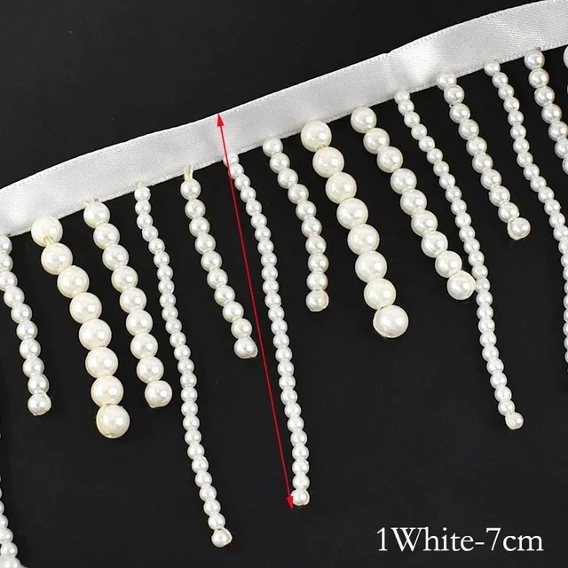 1/2Yards Pearl Beaded Tassel F - Beaded Trim Fringe recensione e prezzo