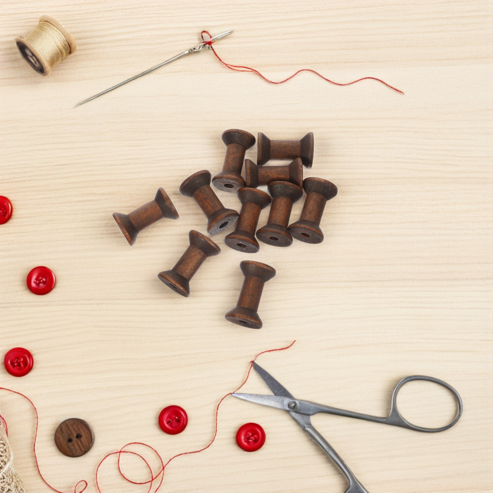 10Pcs Handcrafted Wooden Spool - Embroidery Craft recensione e prezzo