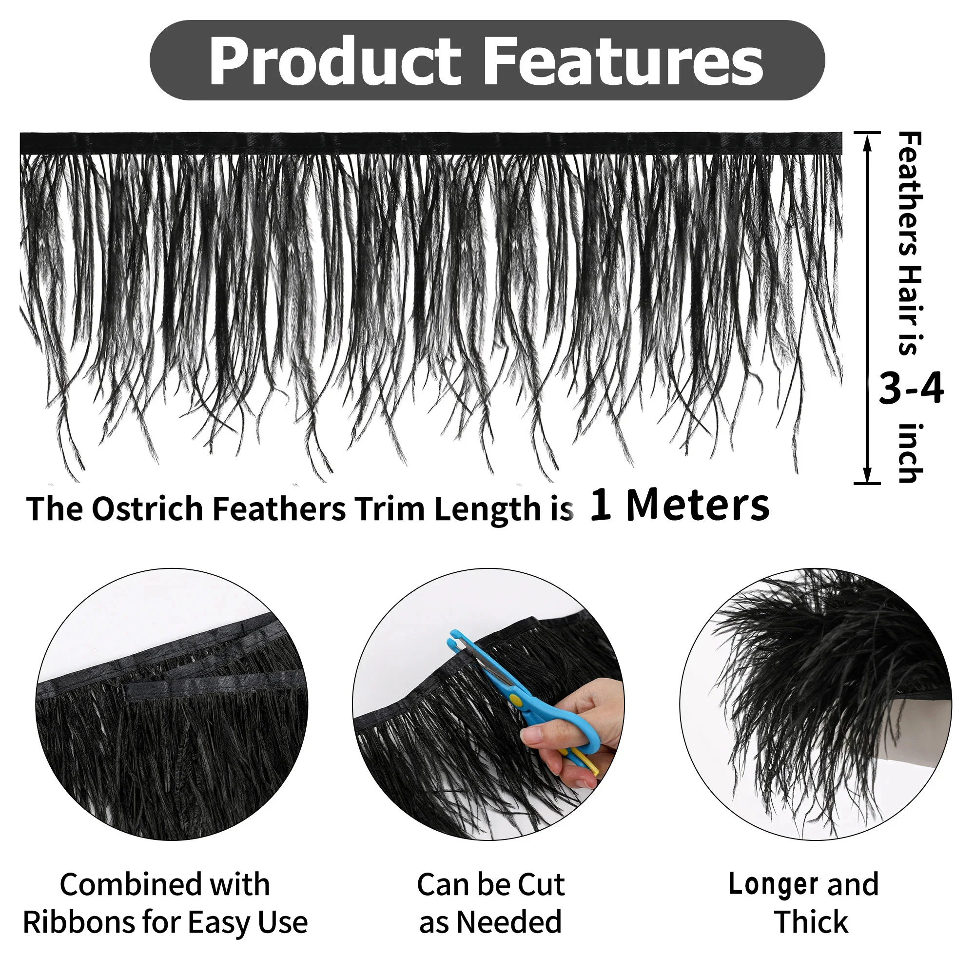 1/10M Natural Plume Black Ostr - Feather Trim Marabou recensione e prezzo