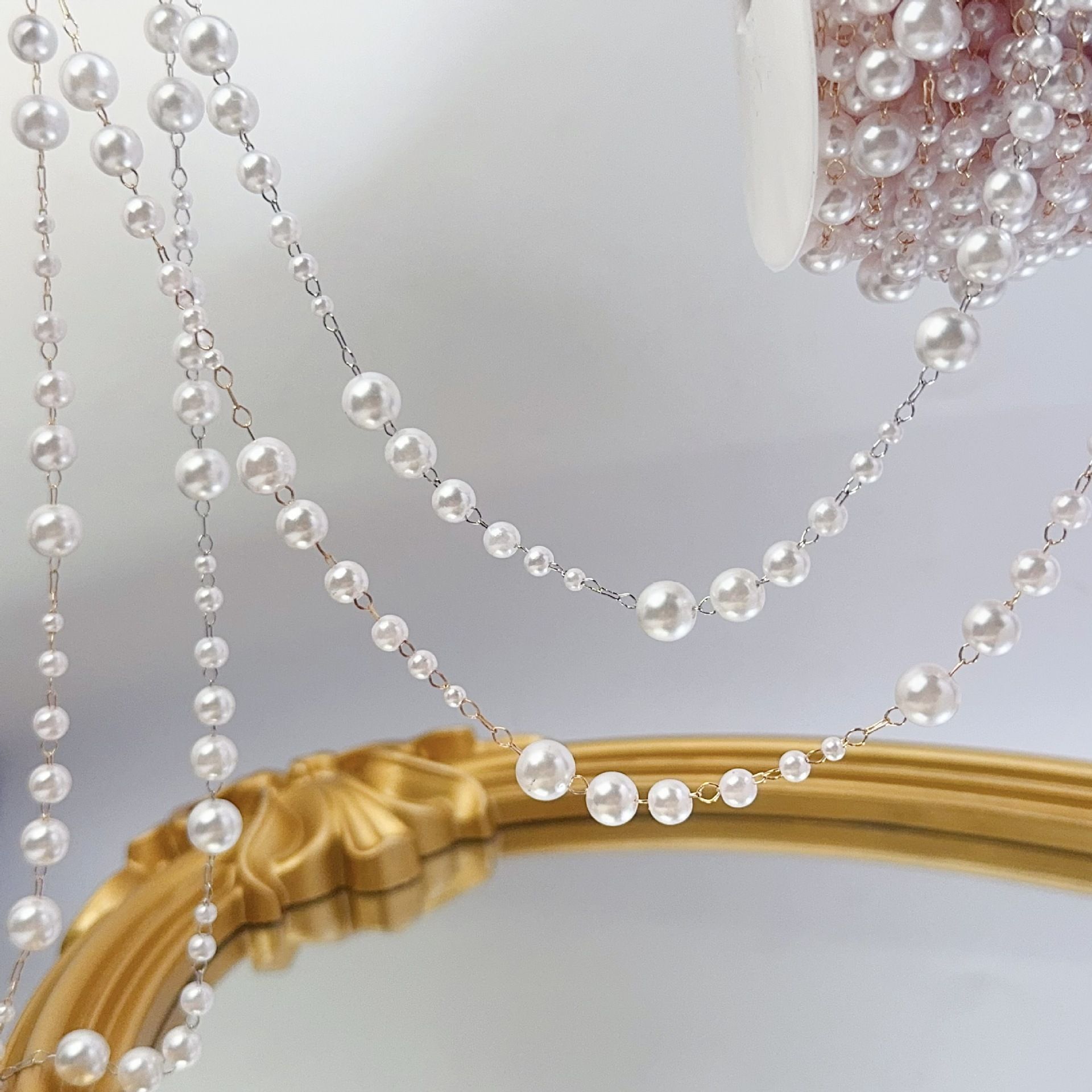 3-8mm Pearl Copper Chain, Anci - Beaded Trim Fringe recensione e prezzo