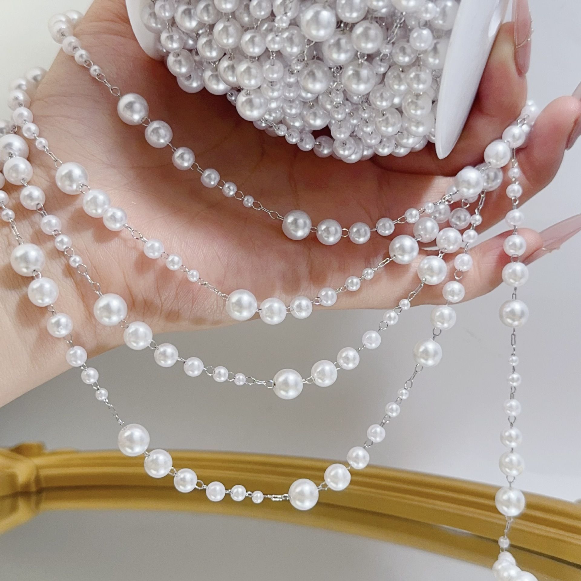 3-8mm Pearl Copper Chain, Anci - Beaded Trim Fringe recensione e prezzo