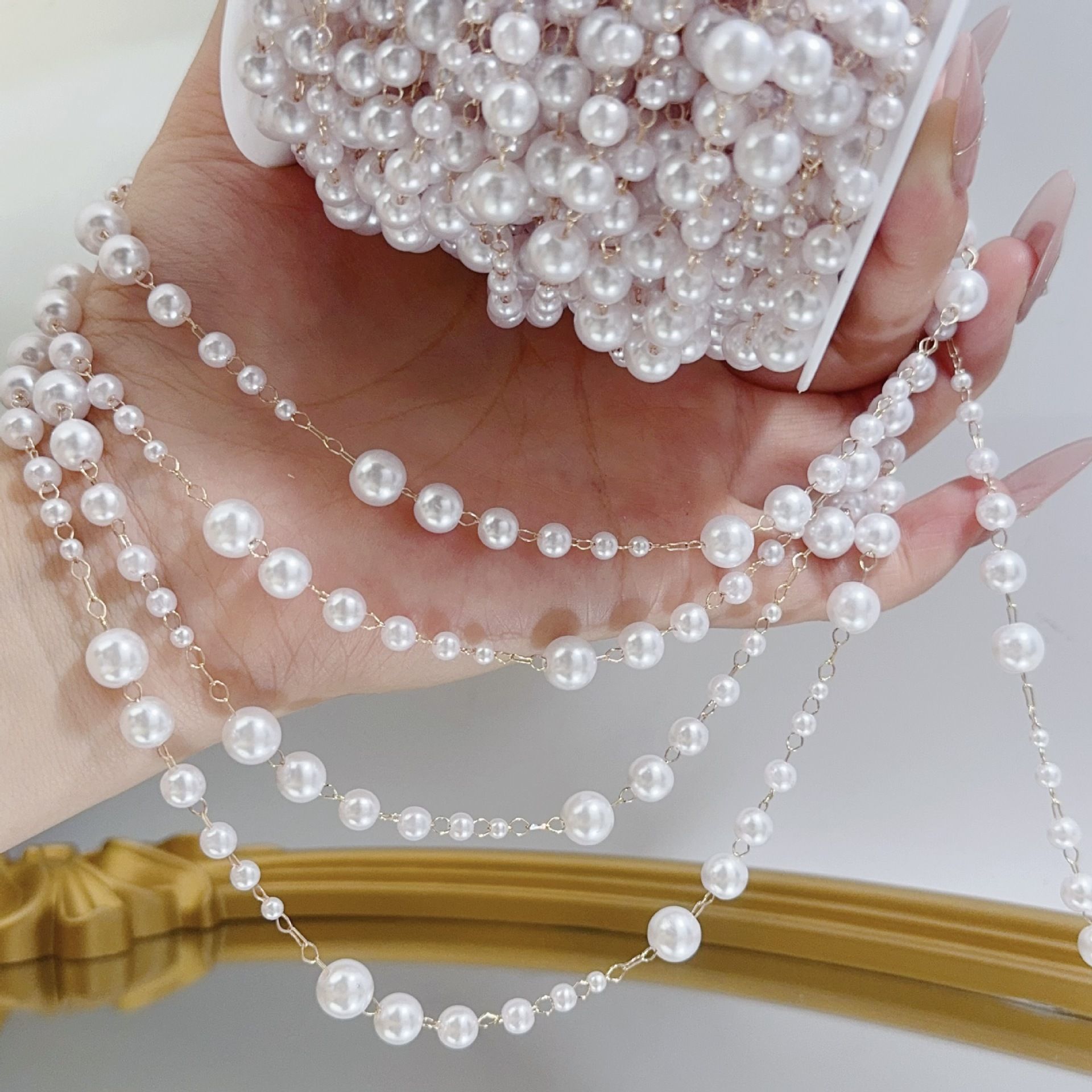 3-8mm Pearl Copper Chain, Anci - Beaded Trim Fringe recensione e prezzo