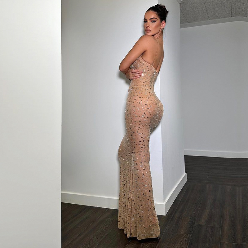 Sexy Strapless Bodycon Dress w - Crystal Mesh Fabric recensione e prezzo