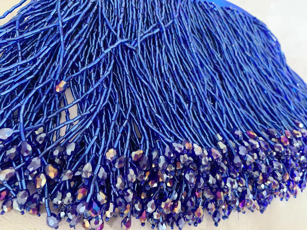 6 inches Wide Bugle Beads Crys - Beaded Trim Fringe recensione e prezzo