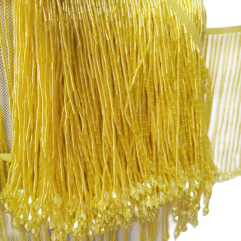 6 inches Wide Bugle Beads Crys - Beaded Trim Fringe recensione e prezzo