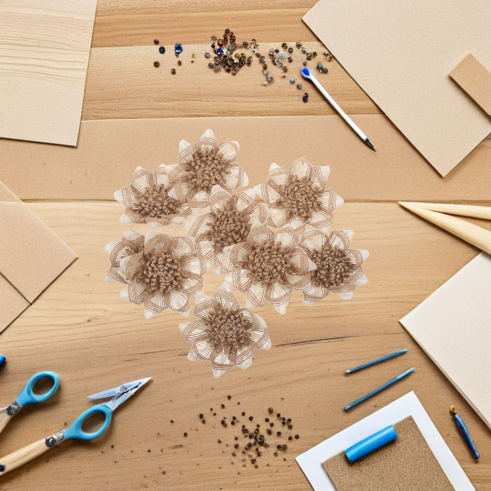 9Pcs Craft Flowers Burlap: Vin - Craft Embellishment recensione e prezzo